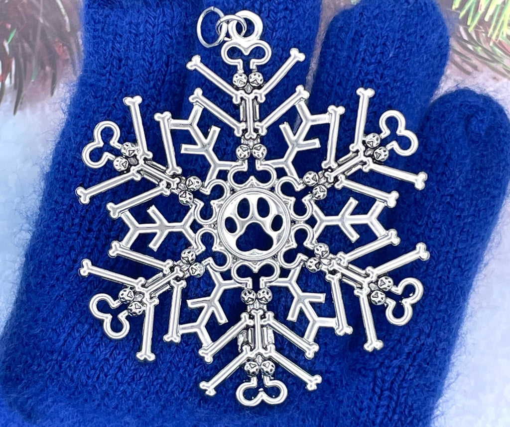 Dog Bone/Paw SnowWonder® (6064) Snowflake Themed Ornament, Dog lovers - Shop Palmers