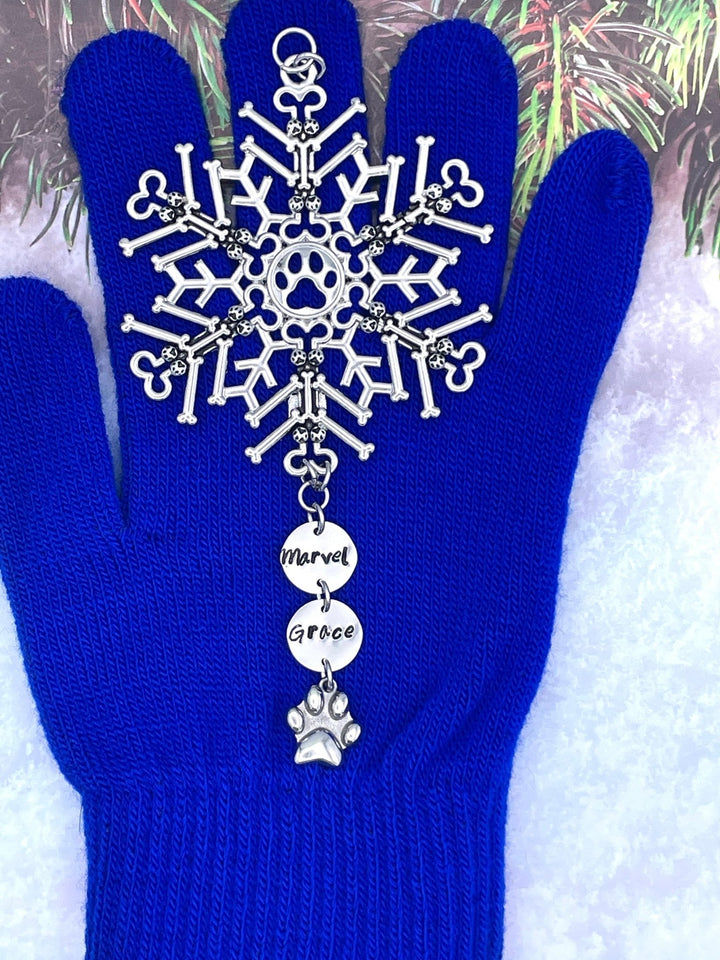 Dog Bone/Paw SnowWonder® (6064) Snowflake Themed Ornament, Dog lovers - Shop Palmers