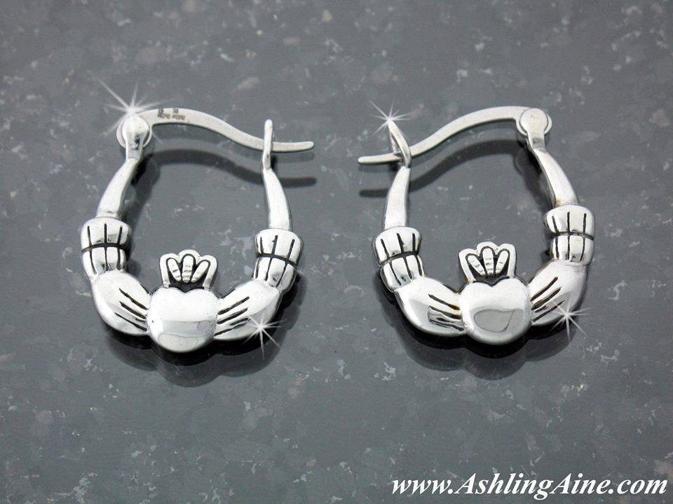 Double Sided Medium Claddagh Hoop Earrings (S103) - Shop Palmers