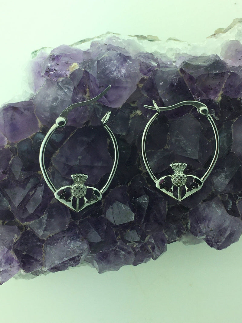 Double Sided Scottish Thistle Hoop Earrings (S324) - Shop Palmers