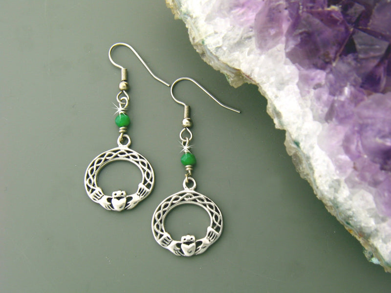 Emerald Claddagh Earrings (HM6) - Shop Palmers