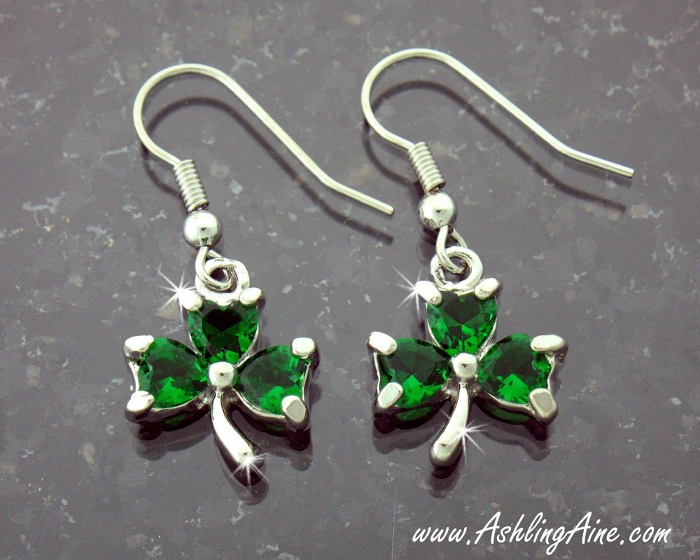 Emerald CZ Shamrock Earrings, JPEW7004 - Shop Palmers