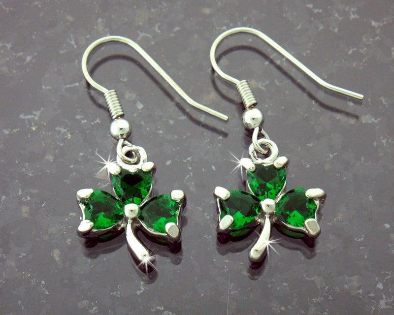 Emerald CZ Shamrock Earrings, JPEW7004 - Shop Palmers