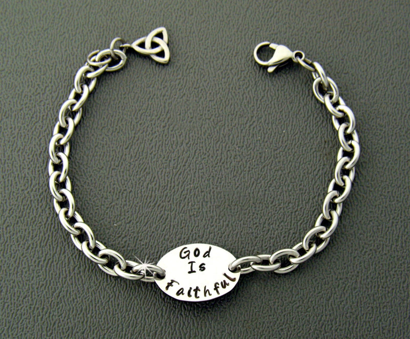 Encourage Me! Hand forged Charm Trinity Knot Bracelets and Anklets Custom (HMwordBRA) - Shop Palmers