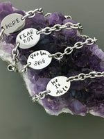 Encourage Me! Hand forged Charm Trinity Knot Bracelets and Anklets Custom (HMwordBRA) - Shop Palmers