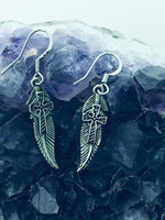 Faithfulness Celtic High Cross Feather Earrings (HM122) - Shop Palmers