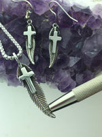 Faithfulness Feather Cross Necklace (HM121) - Shop Palmers