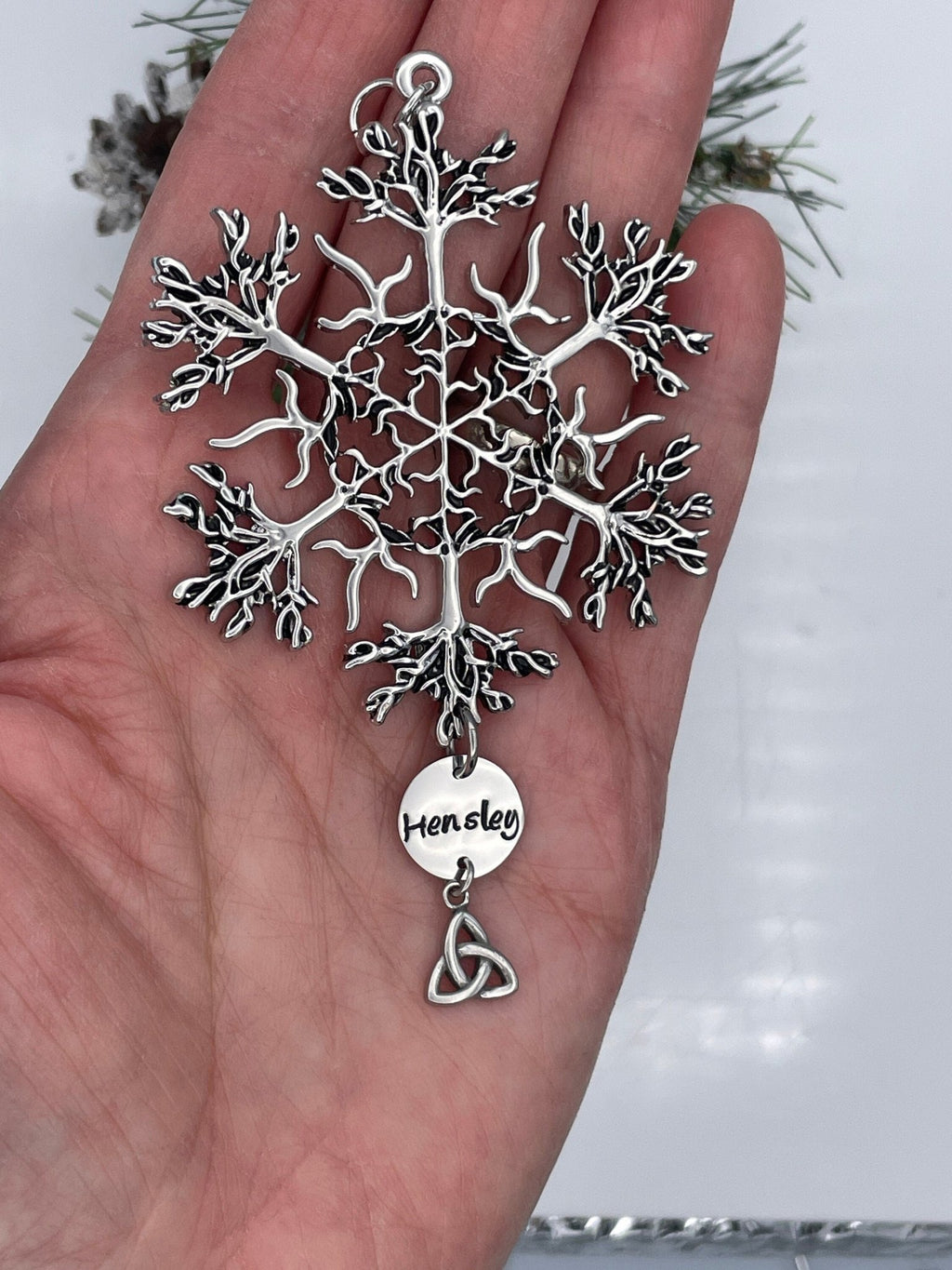 Family Tree Trinity family name SnowWonders® Snowflake Christmas ornament (JPEW6053trinity/name) - Shop Palmers