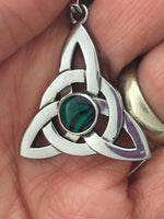 Green Abalone Trinity Knot Necklace (HM46)