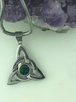 Green Abalone Trinity Knot Necklace (HM46)