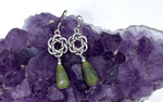 Handmade "Irish Garden" Connemara Irish heart flower Love Knot Teardrop Earrings, (HM164)