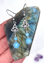 Larimar Trinity Knot Earrings (HM161)  Handmade Trinity Earrings