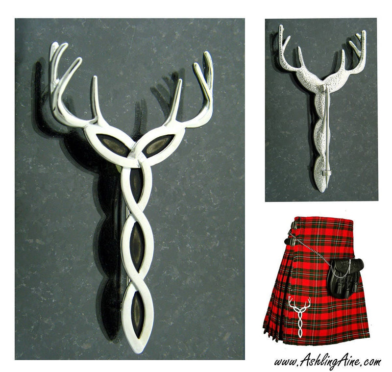 Kilt Pin,Celtic Royal Trinity Stag Kilt Pin, JPEW7014