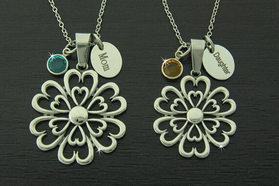 Love Grows Flowering Hearts Necklace Mother or Daughter  Personalized Necklace