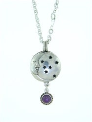 Moon & Stars Diffuser Pendant w/ Amethyst Pendant, PEW8012