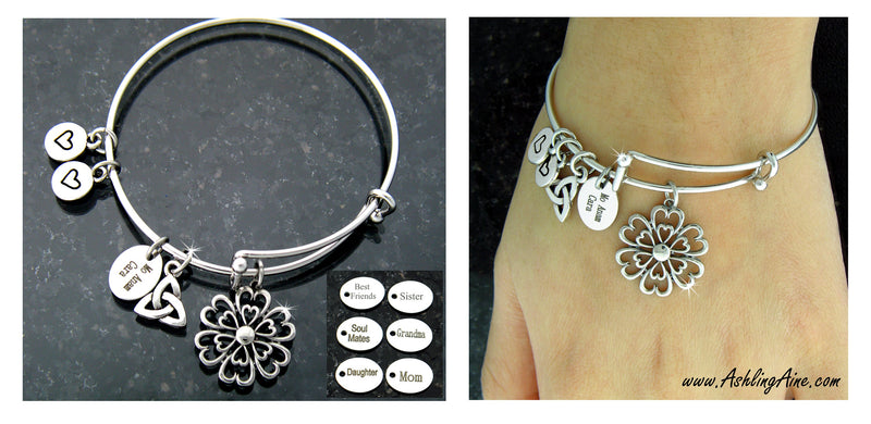 Love Grows Custom Adjustable Bangle Bracelet