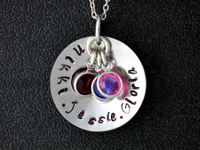 My Lovie's Hand Forged/birthstone Round Necklace (CD4)