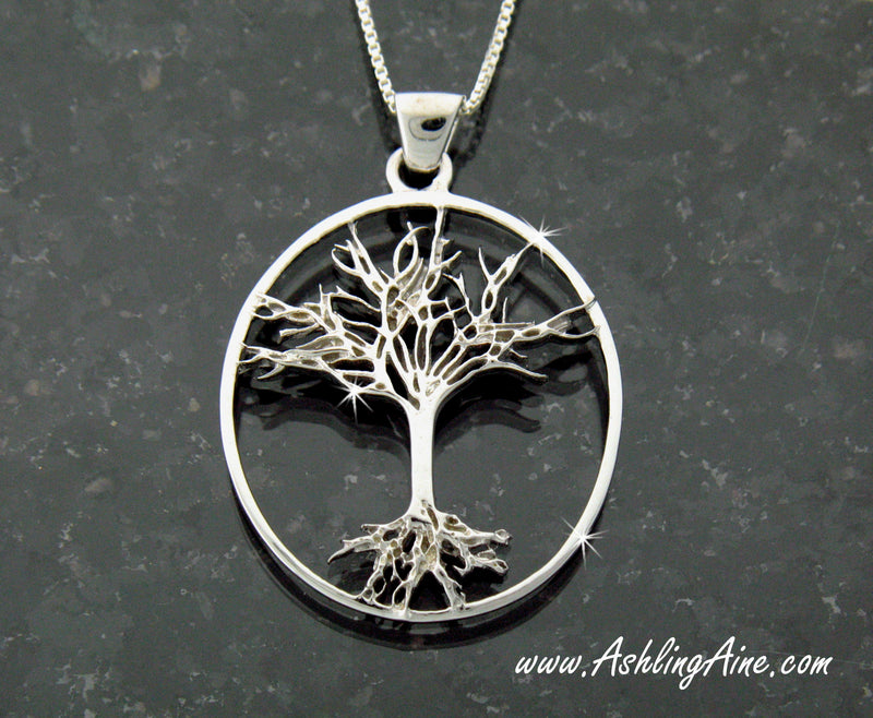 Larger Sterling Silver Family Tree Pendant/necklace, (BQ1010LGPend)