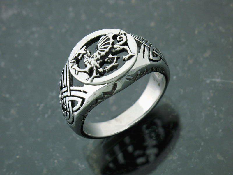 Men's 316L Stainless Steel Welsh Dragon Ring (S234)