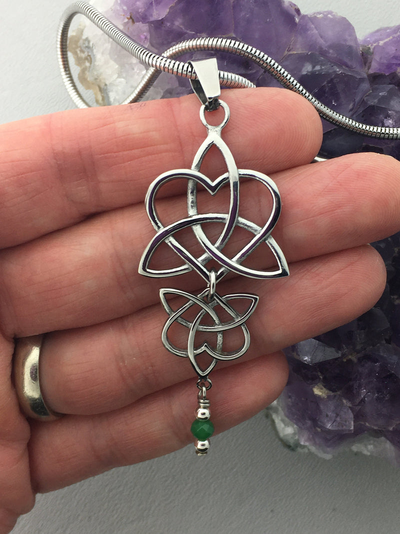 Reflections Emerald /Amethyst Celtic Heart &Trinity Pendant/Chain (HM9)