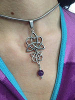 Reflections Emerald /Amethyst Celtic Heart &Trinity Pendant/Chain (HM9)