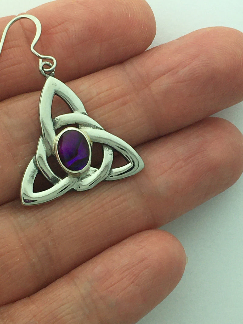 Purple Abalone Trinity Knot EArrings (HM45)