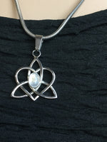 Rainbow Moonstone Celtic SISTER'S KNOT Pendant, Family Knot,(HM55)