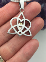 Rainbow Moonstone Celtic SISTER'S KNOT Pendant, Family Knot,(HM55)