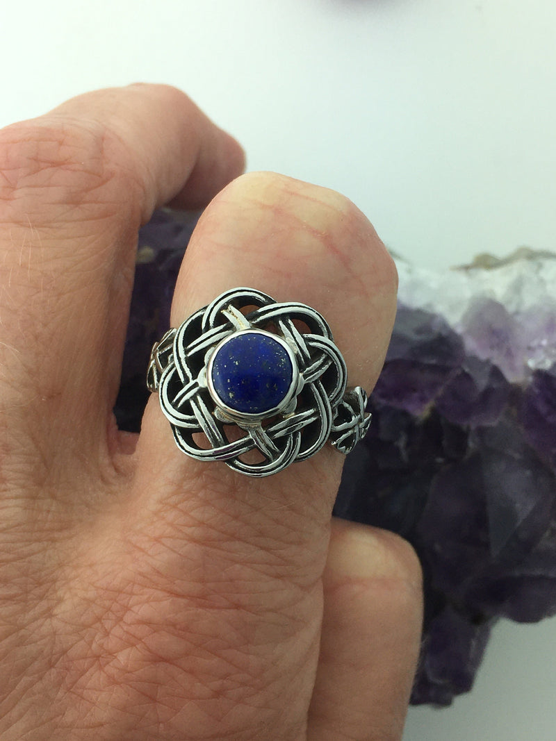 Lapis Eternity Celtic Knot Ring. (HM103)