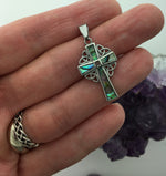 Celtic Abalone High Cross Necklace, (S78)