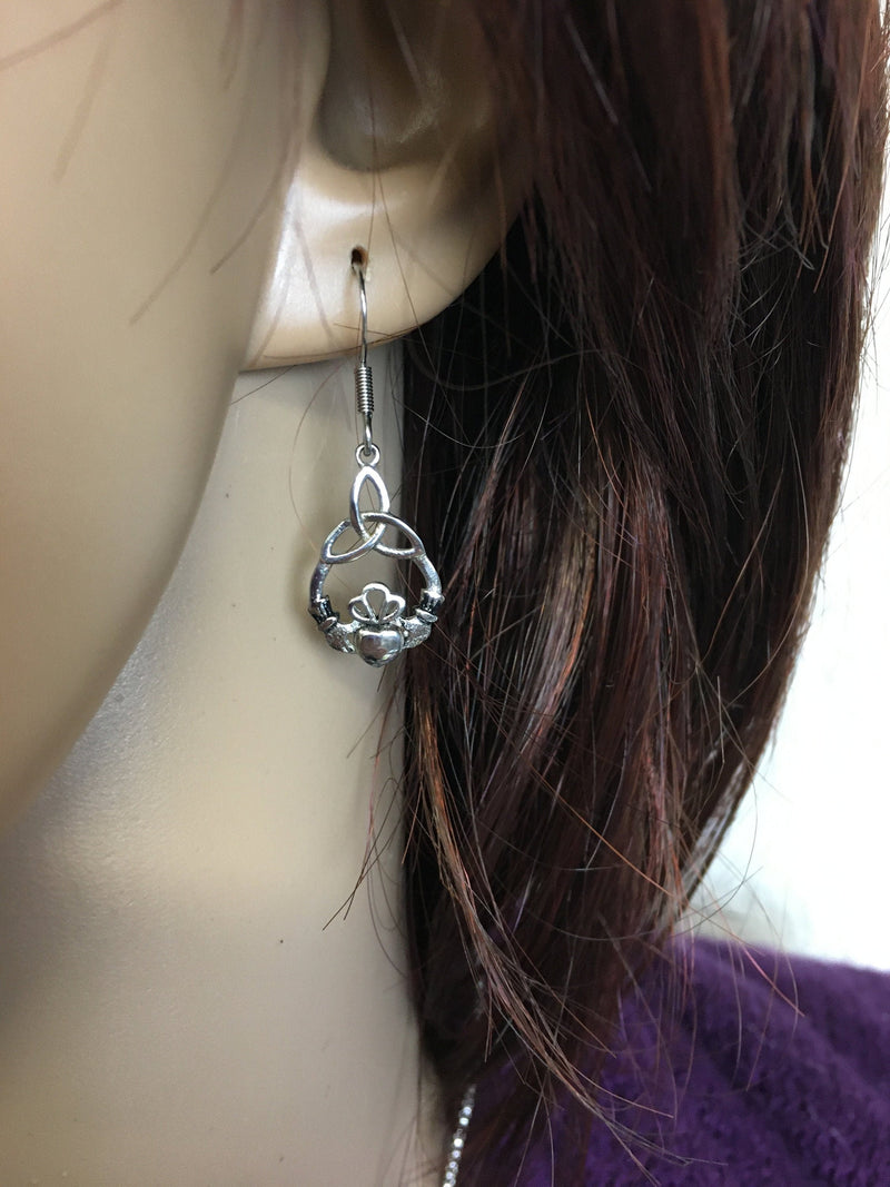 Modern "Take Me Home" Claddagh & Trinity Earrings (S186)