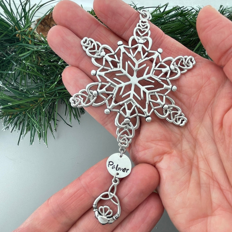 Personalized My Irish Family Trinity Claddagh SnowWonders® Snowflake Ornament,(CSF1)