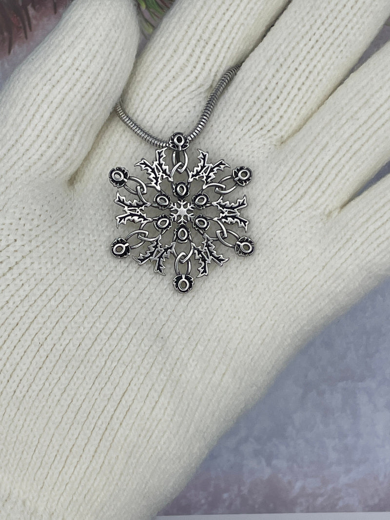 Necklace Scottish Thistle Snowflake Necklace SnowWonders Snowflake Pendant, (SWJ1)