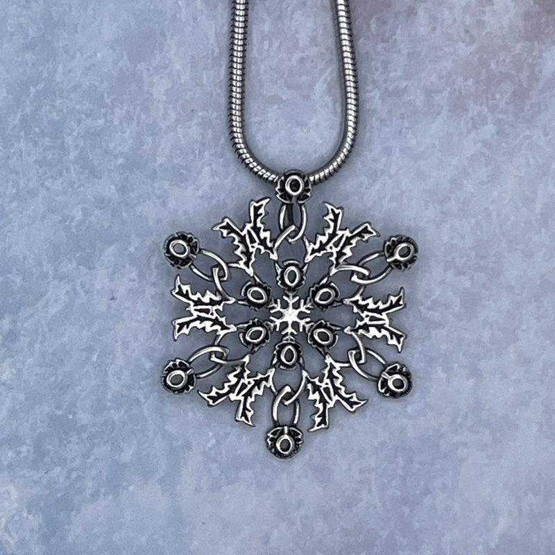 Necklace Scottish Thistle Snowflake Necklace SnowWonders Snowflake Pendant, (SWJ1)