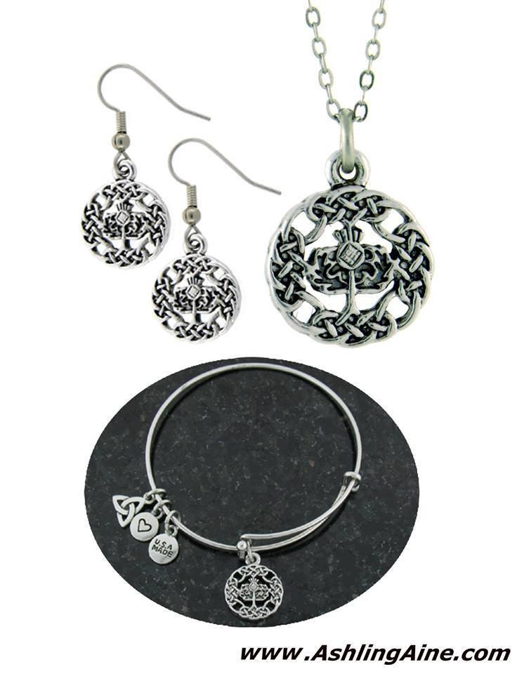 Pewter Celtic Scottish Thistle Earrings, rpew35