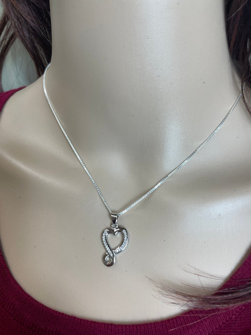 Infinity Heart Sterling Silver Necklace (CSS5) - Shop Palmers