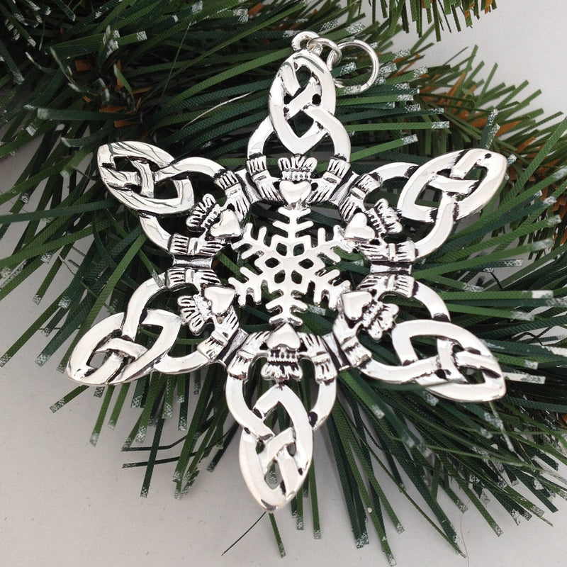 Irish Celtic Claddagh SnowWonders® Ornament 5058 Birthstone Snowflake Ornament, 5058, Snowflake, Irish Ornament, Silver, Claddagh Ornament
