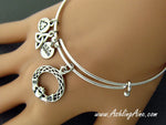 Irish Claddagh & Love knot adjustable Bangle Bracelet Irish knot (SHCH6Bangle)