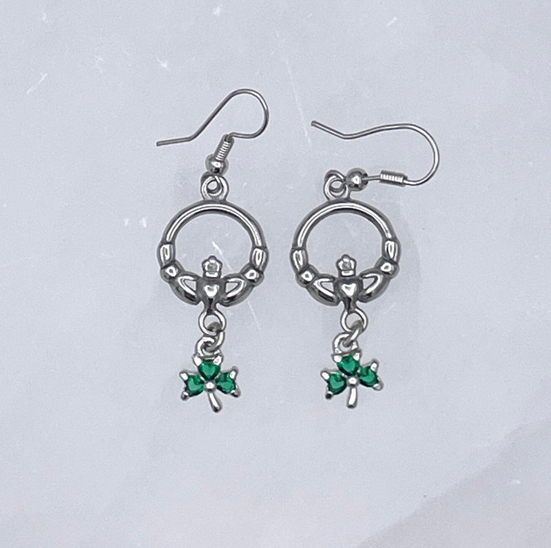 IRISH Claddagh & Shamrock earrings (HM172) Handmade - Shop Palmers