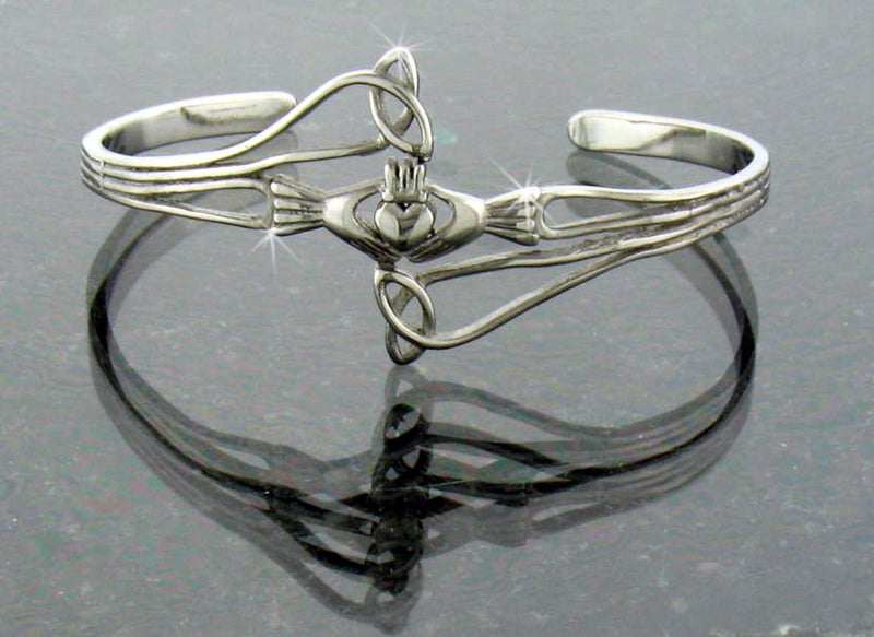 Irish Claddagh & Trinity Cuff Bracelet (S71)