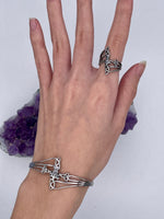 Modern "Take Me Home" Thistle & Trinity CUFF, (s382), Stainless Steel Bracelet, Thistle Celtic Jewelry - Shop Palmers