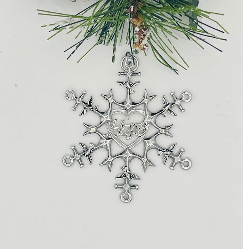 Nautical Hope Snowflake SnowWonders® ornament , Anchor Ornament, Anchor & Dove Hope Snowflake, Delta Gamma, Adoption Snowflake - Shop Palmers