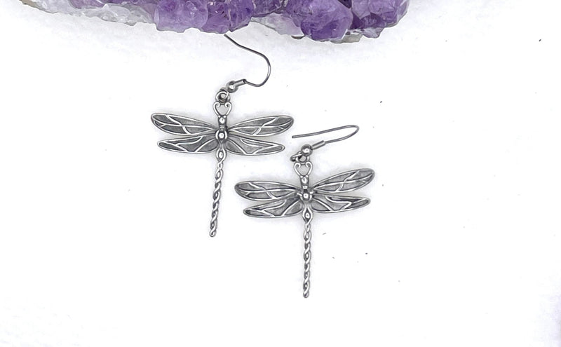 New Beginnings Ribbon of Life Dragonfly Earrings (HM154)