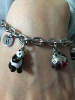 Personalized Panda & Ladybug Charm bracelet (HM15) birthstone and initial