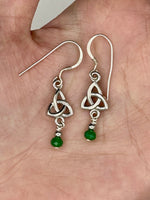 Petite Trinity knot Genuine Emerald Dangle Earrings (HM300) Sterling Silver - Shop Palmers