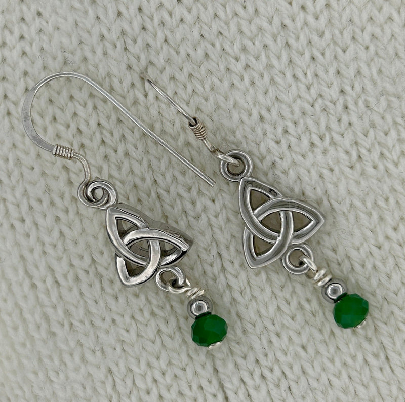 Petite Trinity knot Genuine Emerald Dangle Earrings (HM300) Sterling Silver - Shop Palmers