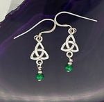 Petite Trinity knot Genuine Emerald Dangle Earrings (HM300) Sterling Silver - Shop Palmers