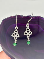 Petite Trinity knot Genuine Emerald Dangle Earrings (HM300) Sterling Silver - Shop Palmers