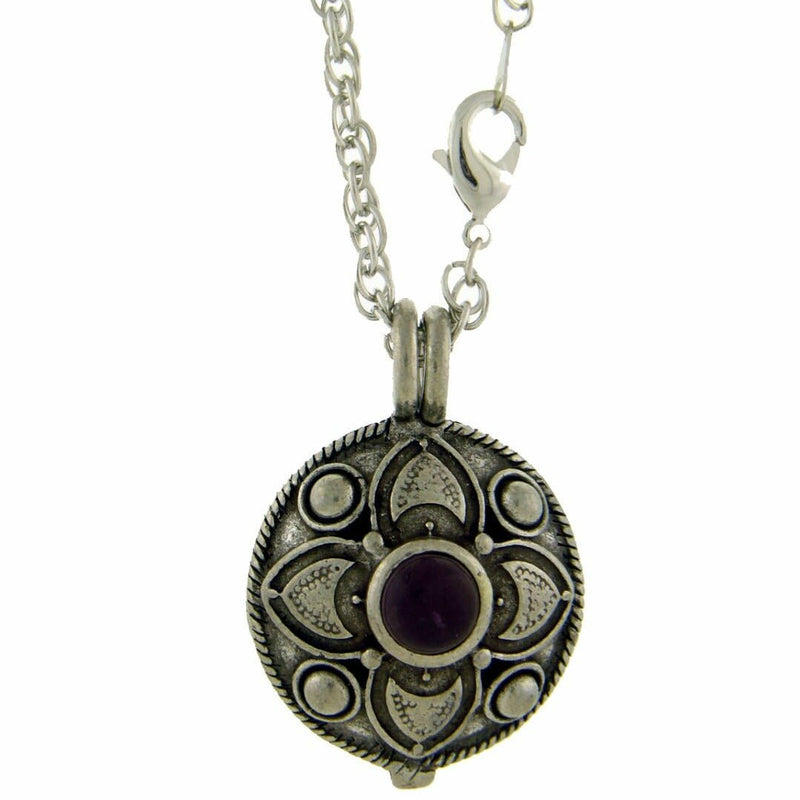 Pewter Amethyst Flower Diffuser Pendant, JPEW8013