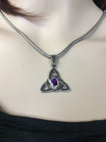 Purple Abalone Trinity Knot Necklace (HM44)